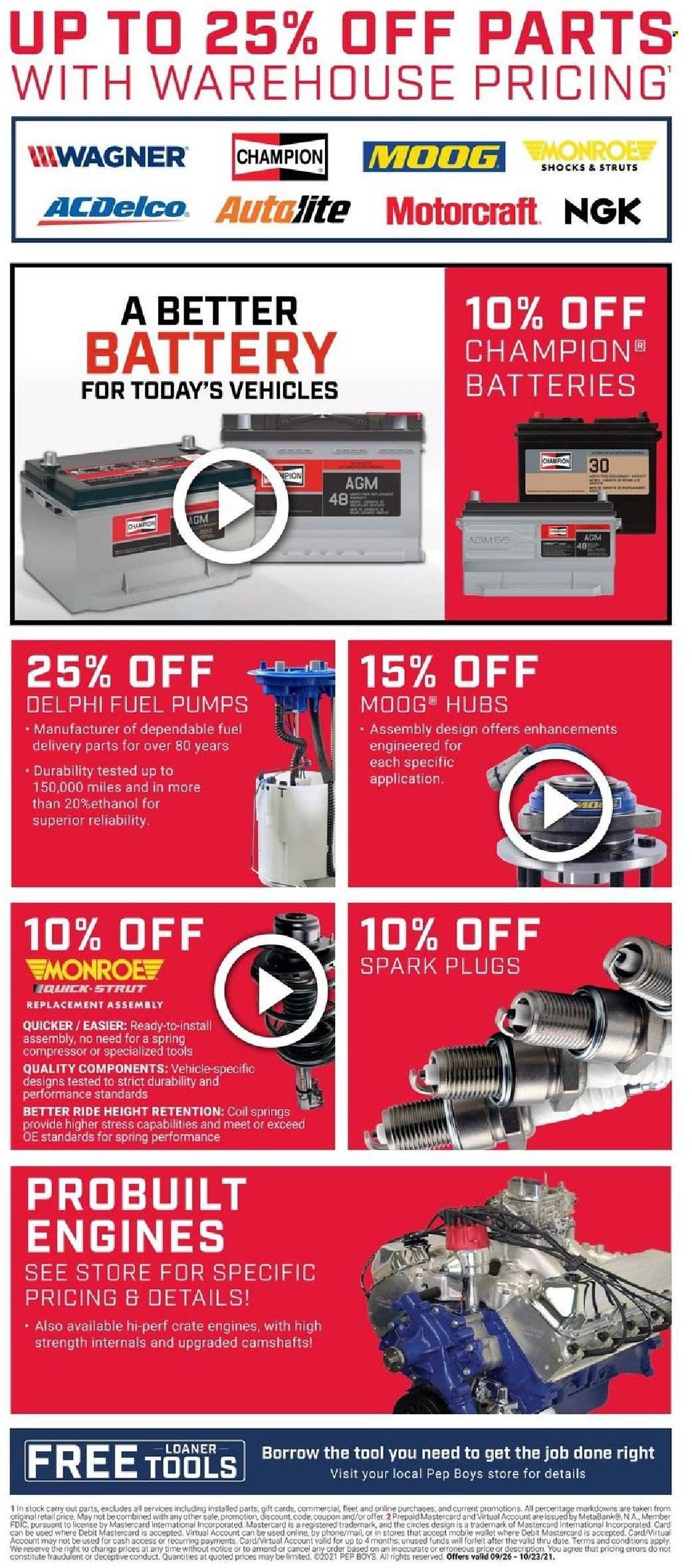Pep Boys Weekly Ad Flyer October 13 to October 20