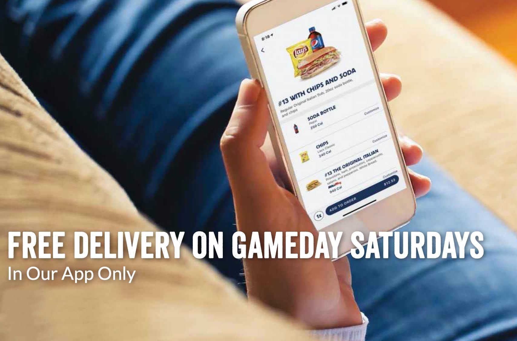 Jersey Mike’s Subs is Offering Free Delivery with In-app Orders on Gameday Saturdays for a Limited Time Jersey Mike’s Subs is Offering Free Delivery with In-app Orders on Gameday Saturdays for a Limited Time