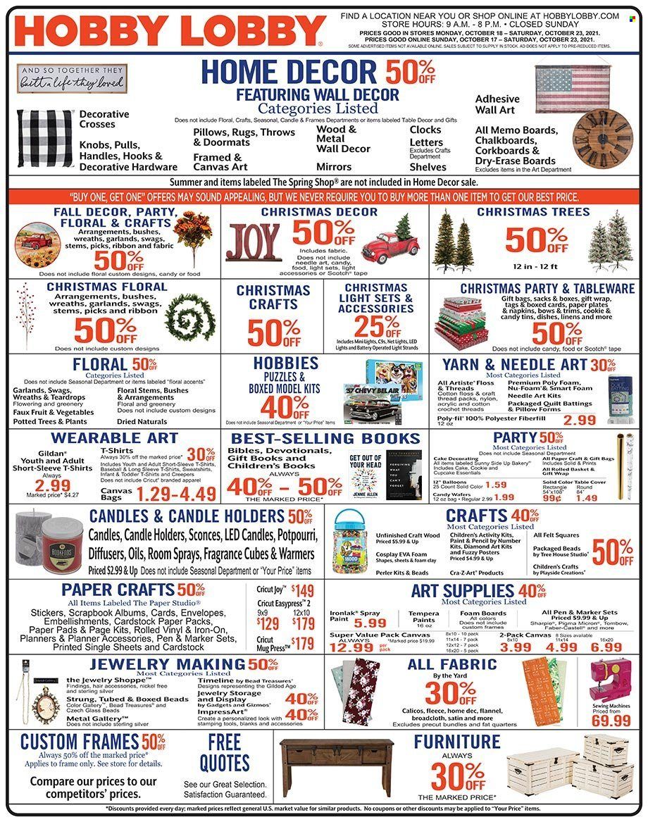 Hobby Lobby Weekly Ad Flyer October 18 to October 25