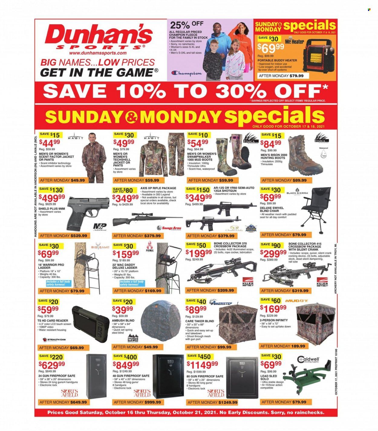 Dunham's Sports (MI, PA, WI) Weekly Ad Flyer October 21 to October 28