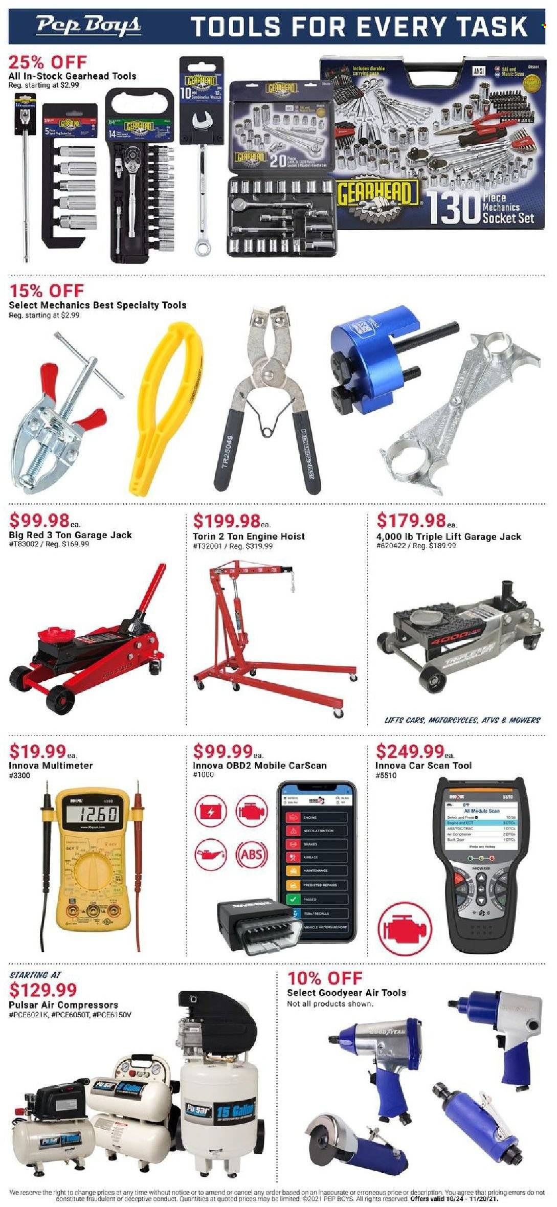 Pep Boys Weekly Ad Flyer October 25 to November 1