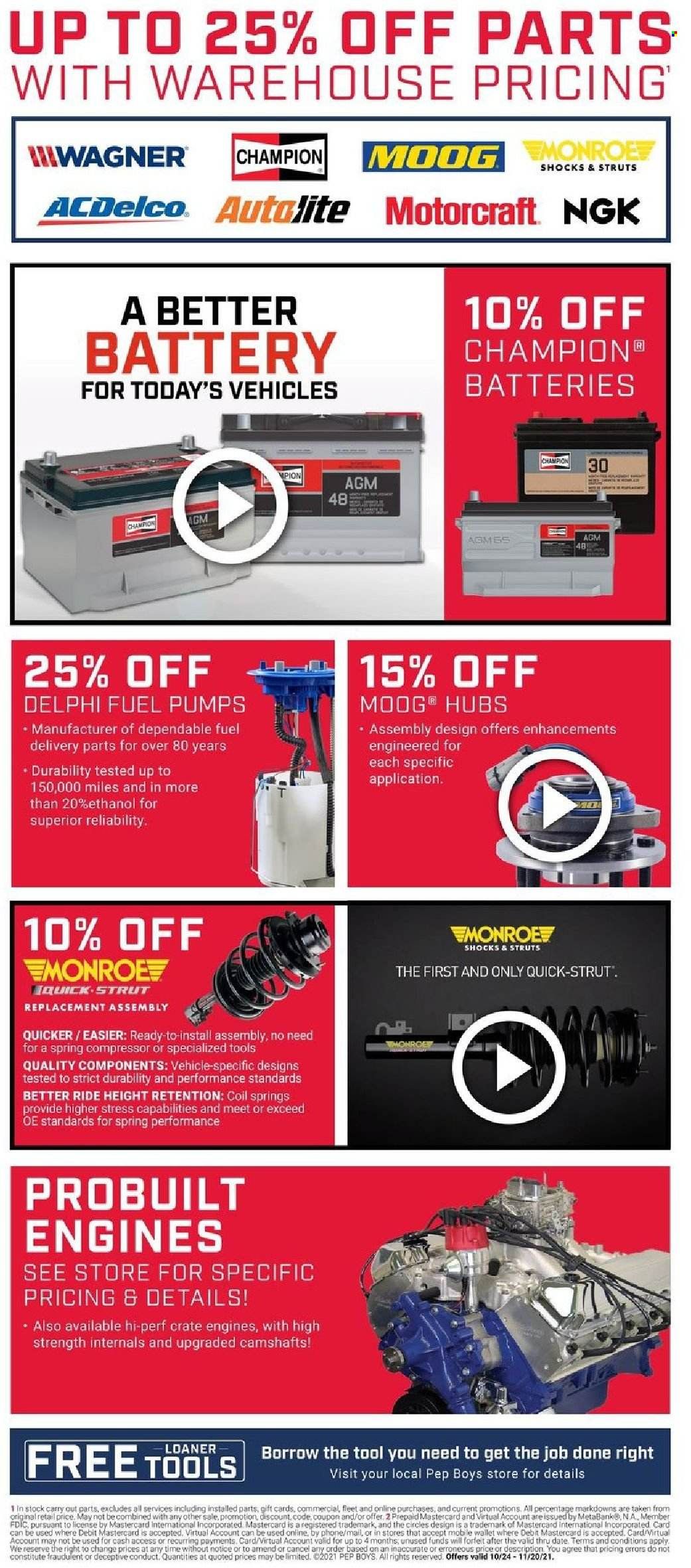 Pep Boys Weekly Ad Flyer October 25 to November 1
