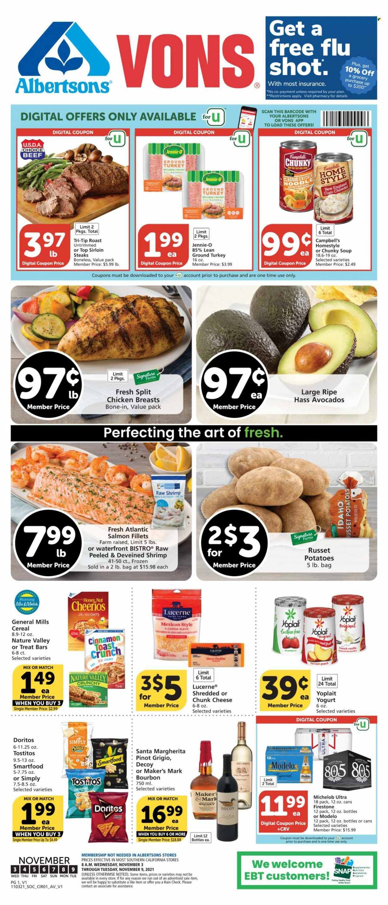 Albertsons (CA, ID, LA, MT, OR, TX, WA) Weekly Ad Flyer November 3 to November 10