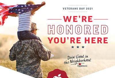 Applebee’s is Giving a Free Entree and $5 Bounce Back Card to Veterans and Active Duty Military this November 11