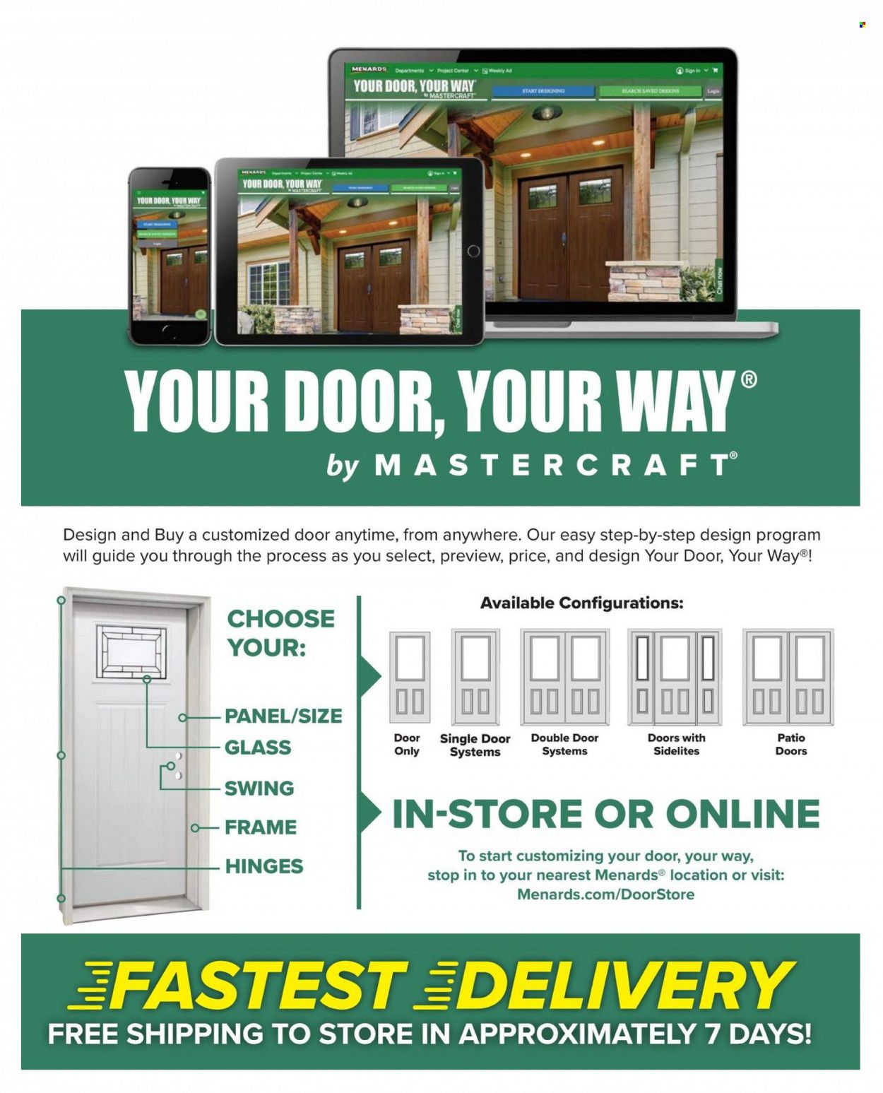 Menards MASTERCRAFT 2022 EXTERIOR DOOR TRENDS Weekly Ad Flyer Specials November 1 to September 30, 2022