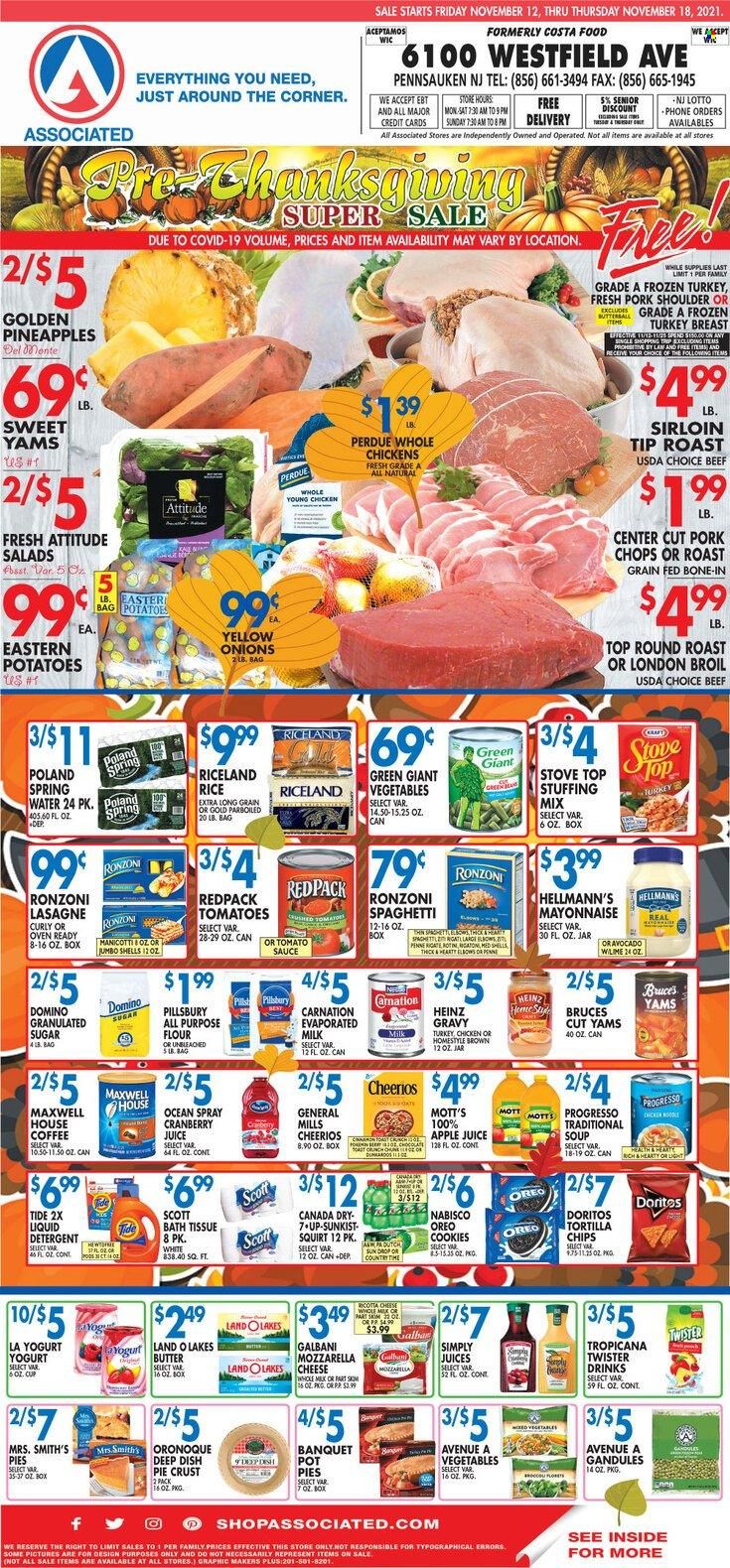 Associated Supermarkets (NY) Weekly Ad Flyer November 17 to November 24