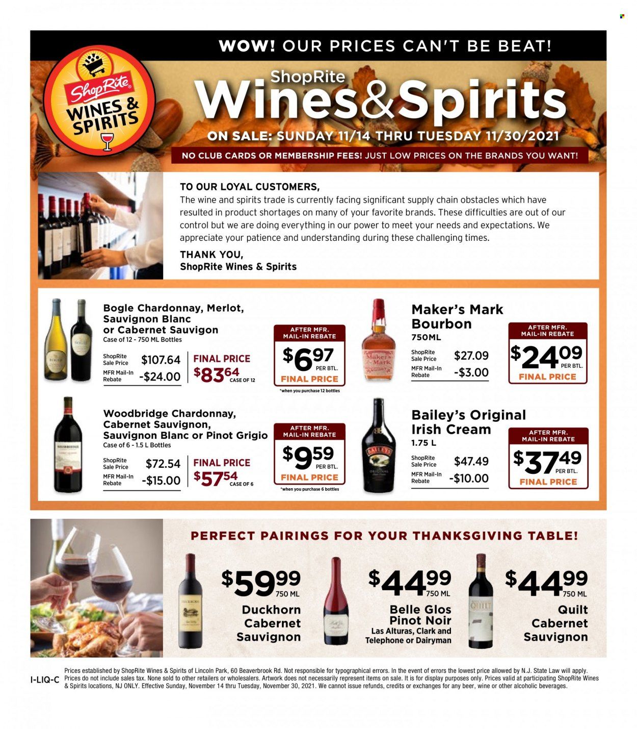 ShopRite (CT, DE, MD, NJ, NY, PA) Weekly Ad Flyer November 20 to November 27