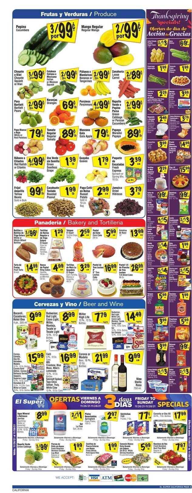 El Super (CA, NM, NV, TX) Weekly Ad Flyer November 24 to December 1