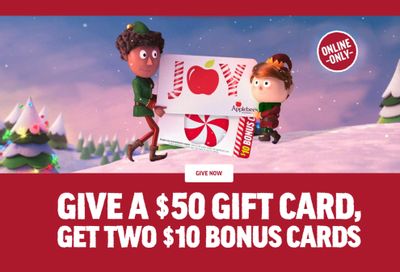 Claim 2 $10 Bonus Cards When You Buy a $50 Gift Card Online from Black Friday to Cyber Monday at Applebee's
