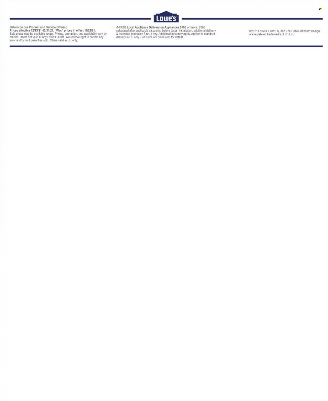 Lowe's Weekly Ad Flyer December 25 to January 1