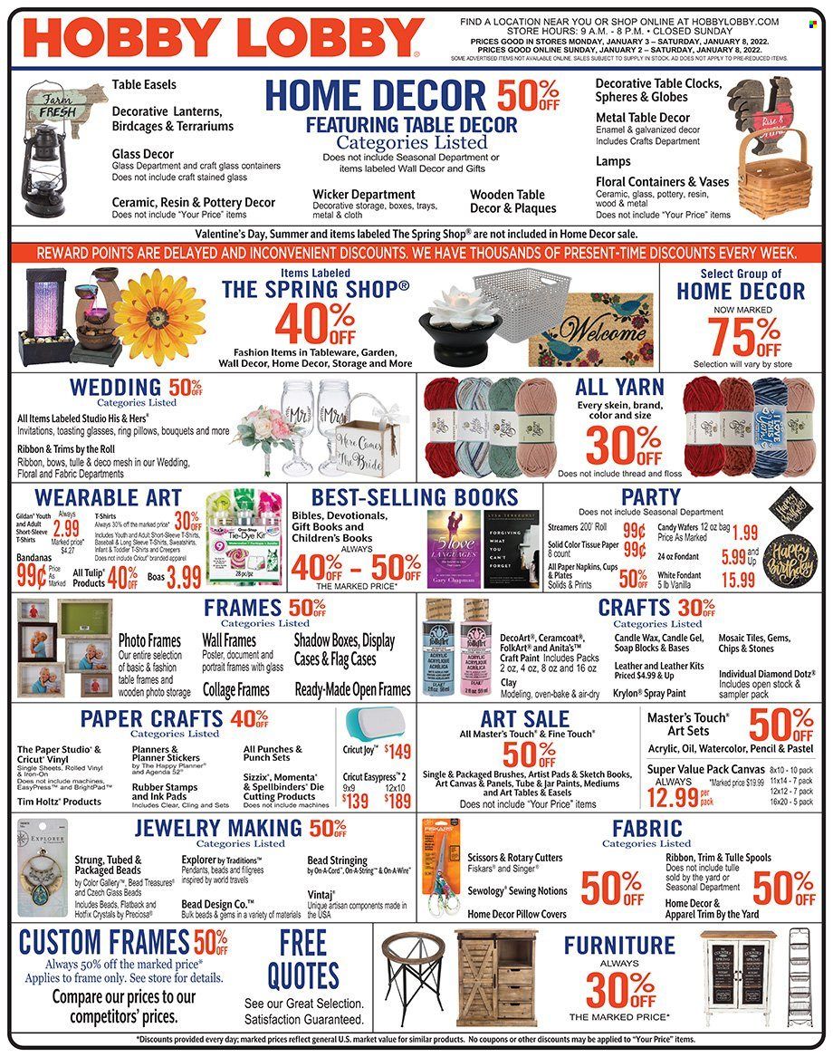 Hobby Lobby Weekly Ad Flyer January 3 to January 10