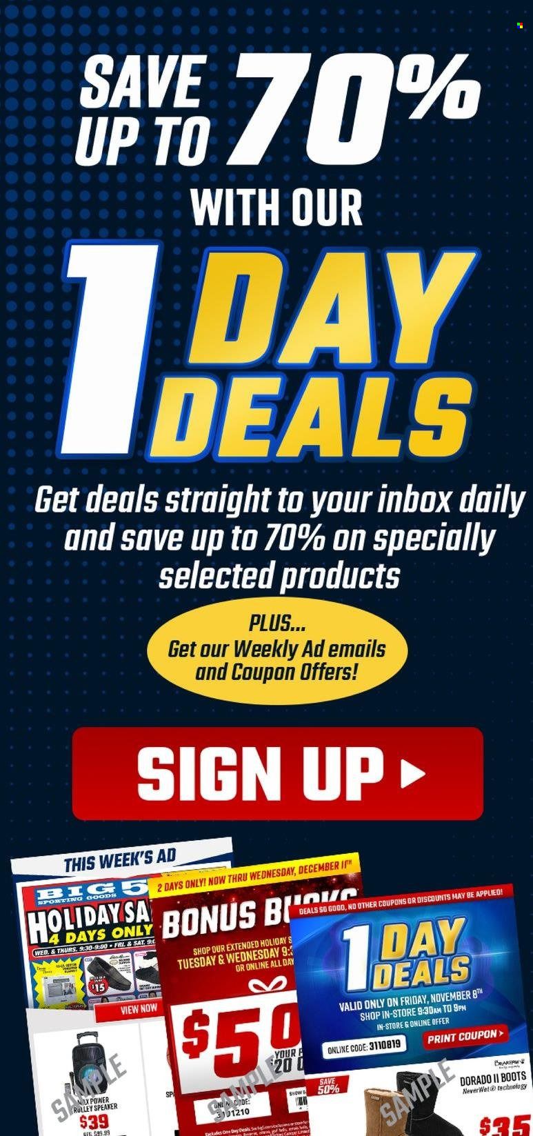 Big 5 (AZ, CA, CO, ID, NM, OR, UT, WA) Weekly Ad Flyer January 3 to January 10
