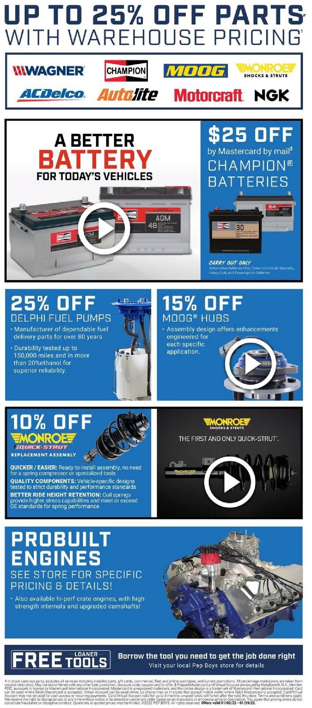 Pep Boys Weekly Ad Flyer January 5 to January 12