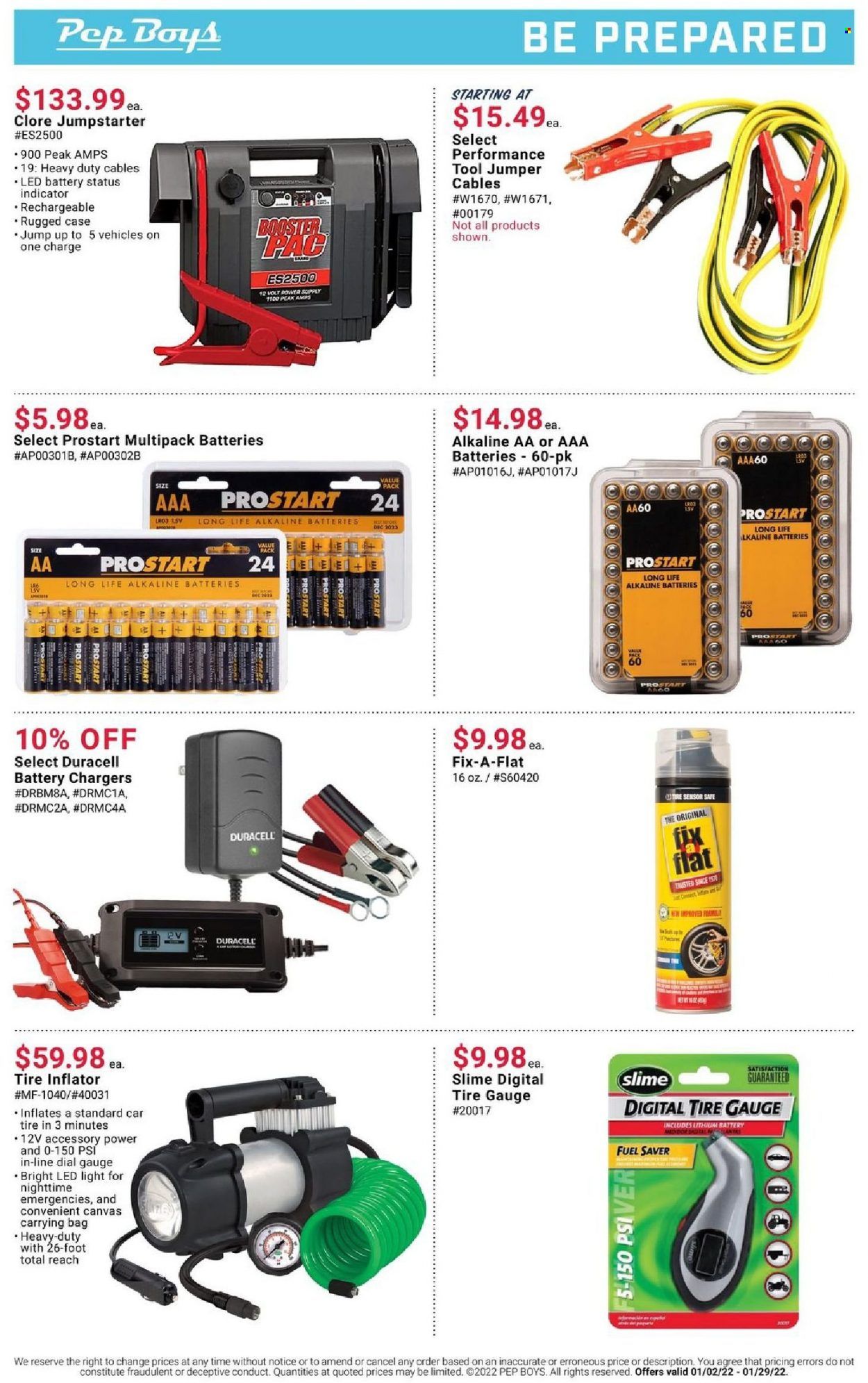 Pep Boys Weekly Ad Flyer January 5 to January 12