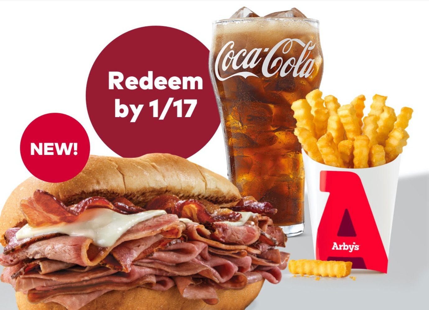 Claim a Free Small Drink and Fries with the Purchase of Arby’s New Brisket Bacon 'N Beef Dip Sandwich Through Your Arby’s Account Claim a Free Small Drink and Fries with the Purchase of Arby’s New Brisket Bacon 'N Beef Dip Sandwich Through Your Arby’s Account