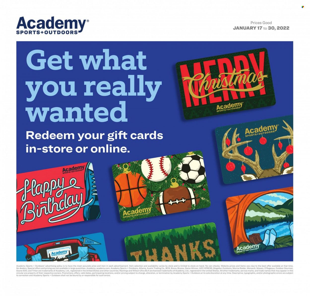 Academy Sports (AL, AR, GA, LA, MO, NC, SC, TN, TX) Weekly Ad Flyer January 17 to January 24