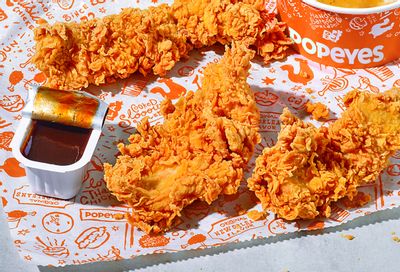 Enjoy the 3 Tenders Carryout Combo for $6 with a Drink, Side and Biscuit at Popeyes Chicken 