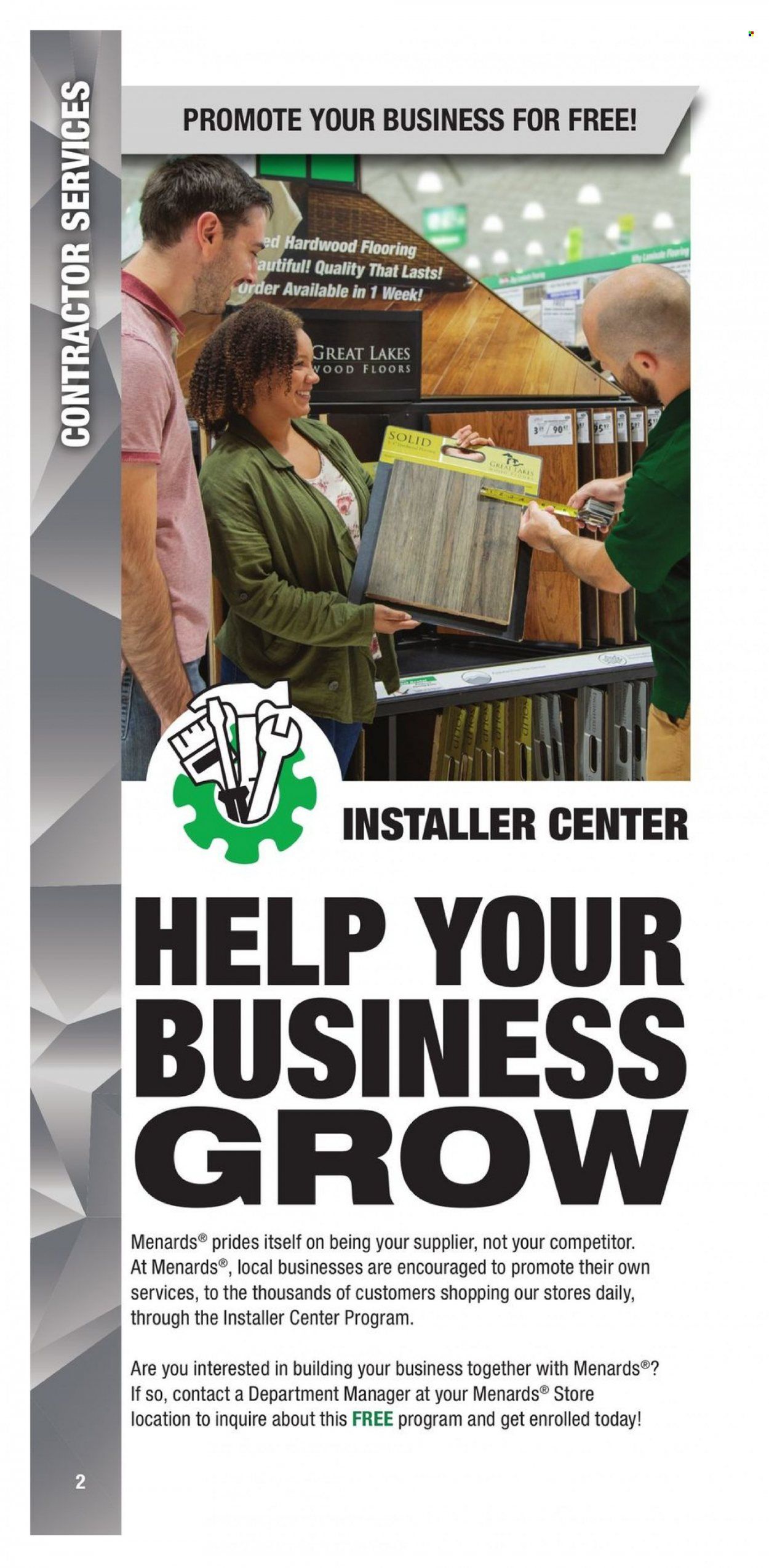 Menards (IA, IL, IN, MI, MN, MO, ND, NE, WI) CONTRACTOR CARD BROCHURE Weekly Ad Flyer Specials January 2 to December 31, 2022
