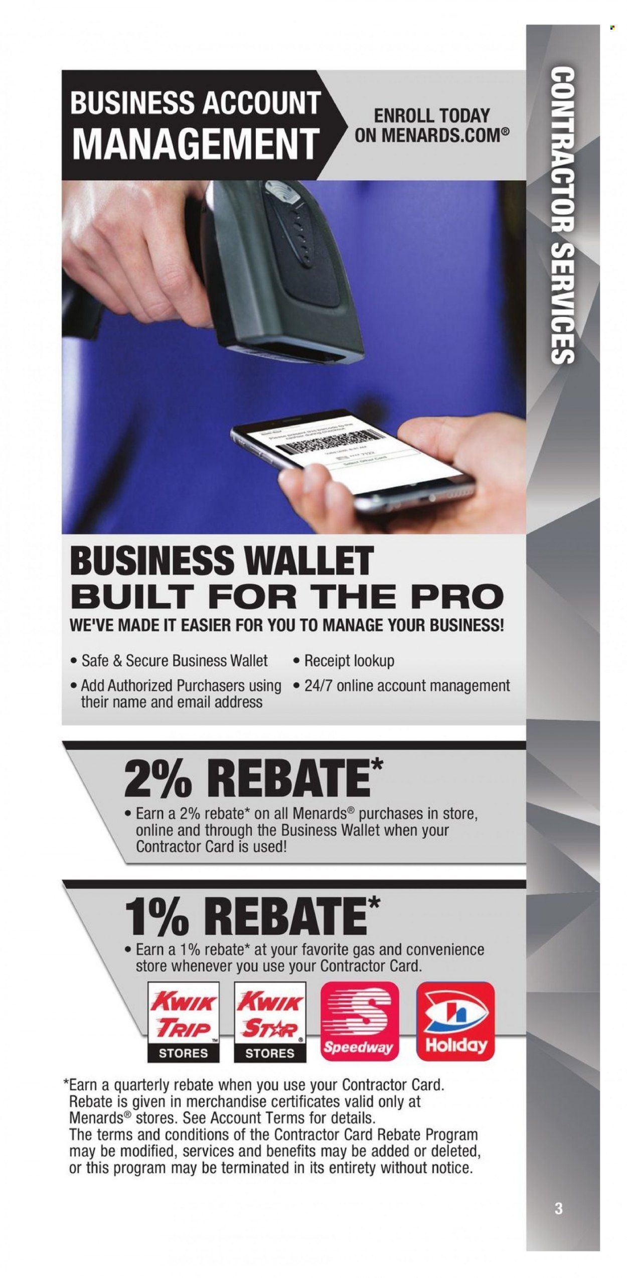 Menards (IA, IL, IN, MI, MN, MO, ND, NE, WI) CONTRACTOR CARD BROCHURE Weekly Ad Flyer Specials January 2 to December 31, 2022