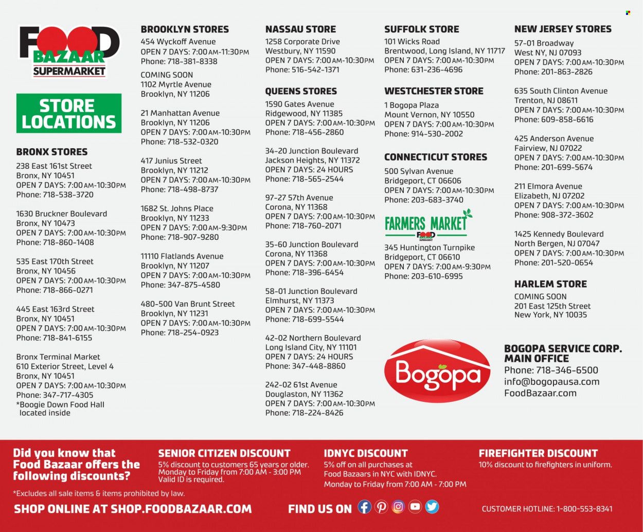 Food Bazaar (CT, NJ, NY) Food Bazaar Calendar 2022 Weekly Ad Flyer Specials January 1 to December 31, 2022