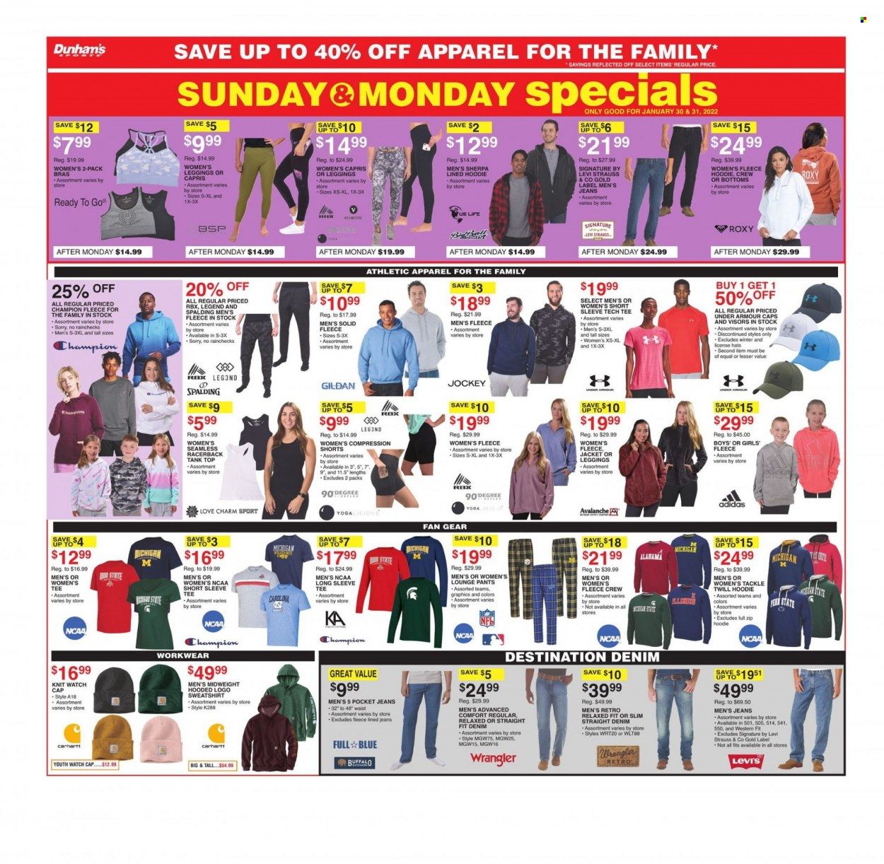 Dunham's Sports (MI, PA, WI) Weekly Ad Flyer January 29 to February 5