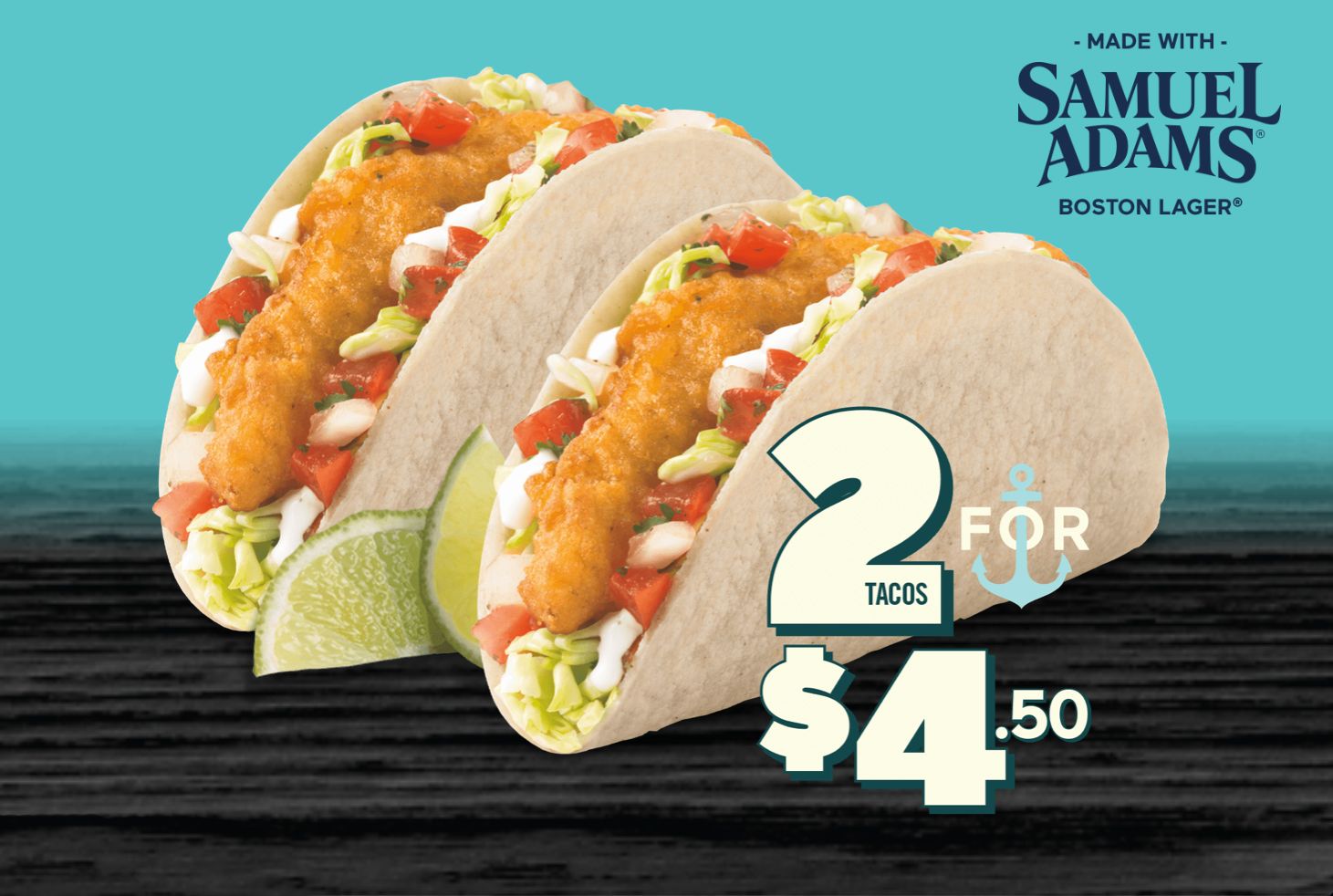 Enjoy a 2 for $4.50 Deal with Beer Battered Crispy Fish Tacos at Select Del Taco Restaurants Enjoy a 2 for $4.50 Deal with Beer Battered Crispy Fish Tacos at Select Del Taco Restaurants