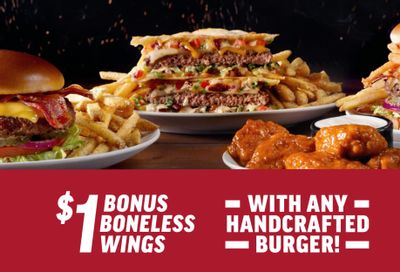 Score 5 Boneless Chicken Wings for $1 with Any Handcrafted Burger Purchase at Applebee’s