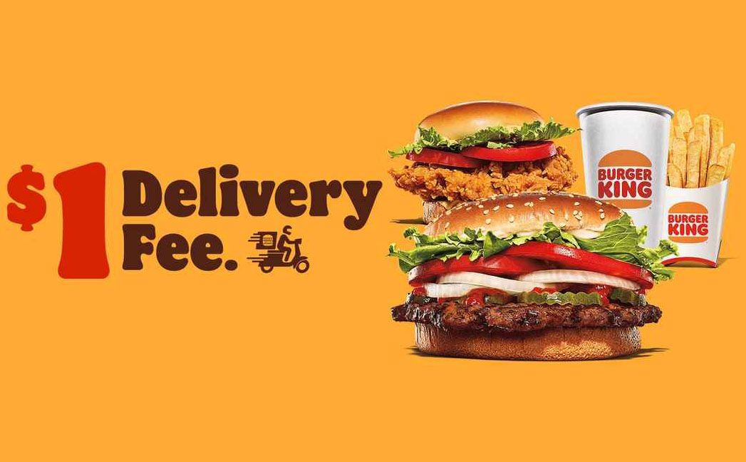 Spend $5+ and Score a $1 Delivery Fee with Online and In-app Orders at Burger King Spend $5+ and Score a $1 Delivery Fee with Online and In-app Orders at Burger King