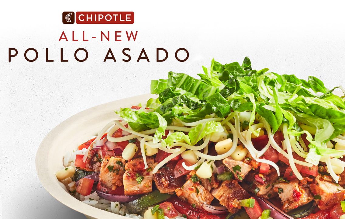The New Pollo Asado Lands at Chipotle with a Limited Time Only $0 Delivery Fee Deal The New Pollo Asado Lands at Chipotle with a Limited Time Only $0 Delivery Fee Deal
