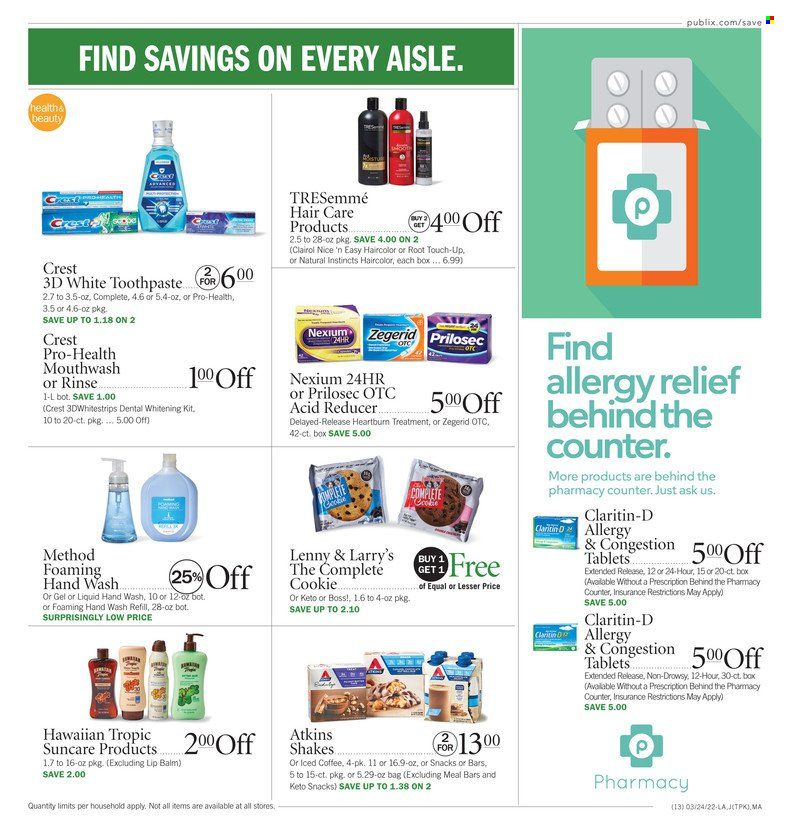 Publix (AL, FL, GA, NC, SC, TN) Weekly Ad Flyer March 24 to March 31