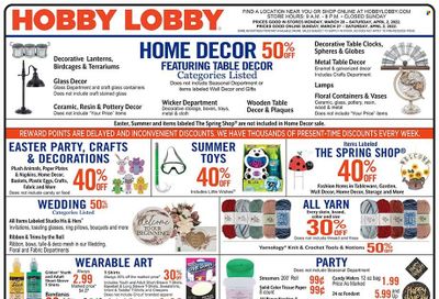Hobby Lobby Weekly Ad Flyer March 28 to April 4