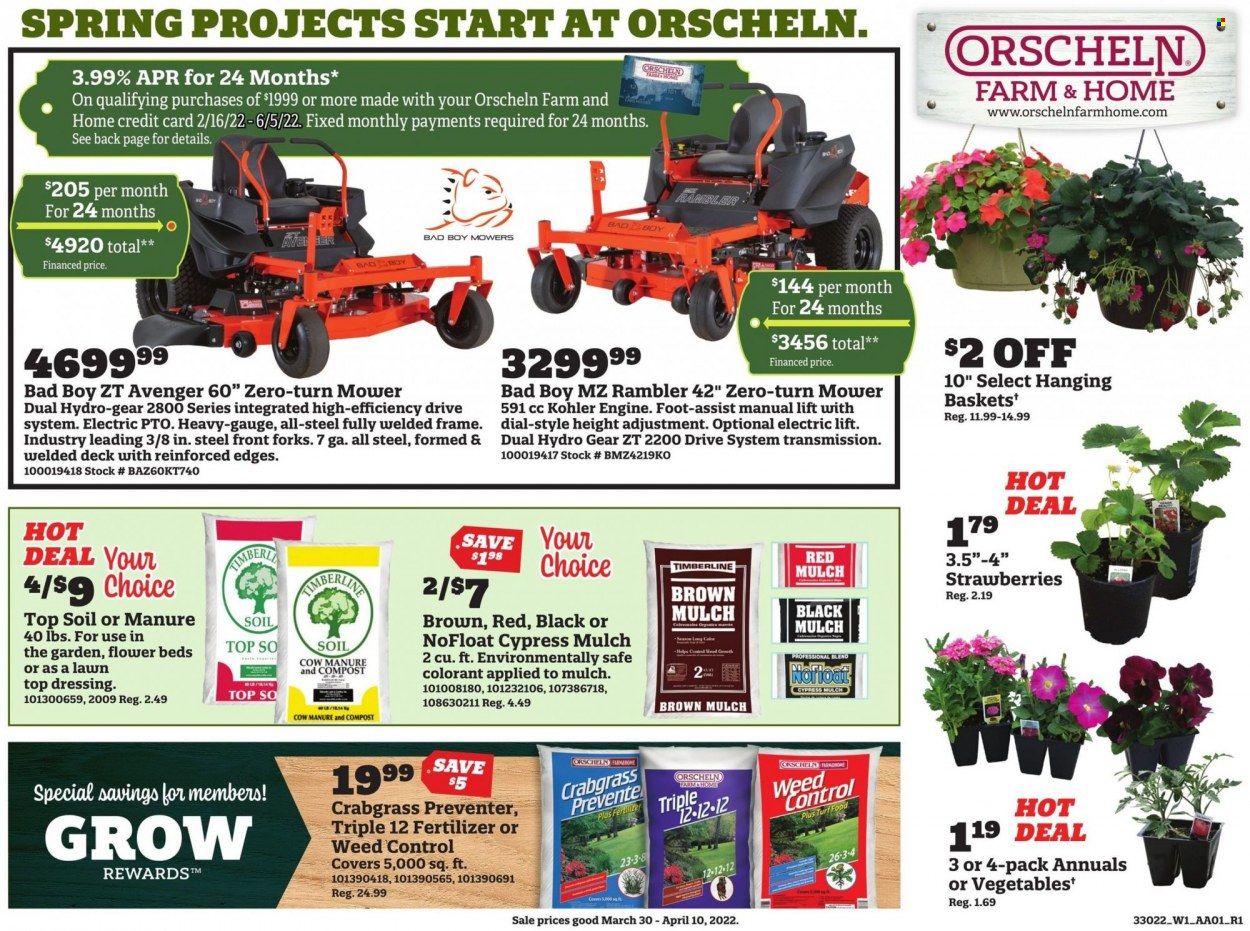 Orscheln Farm and Home (IA, IN, KS, MO, NE, OK) Weekly Ad Flyer March 30 to April 6