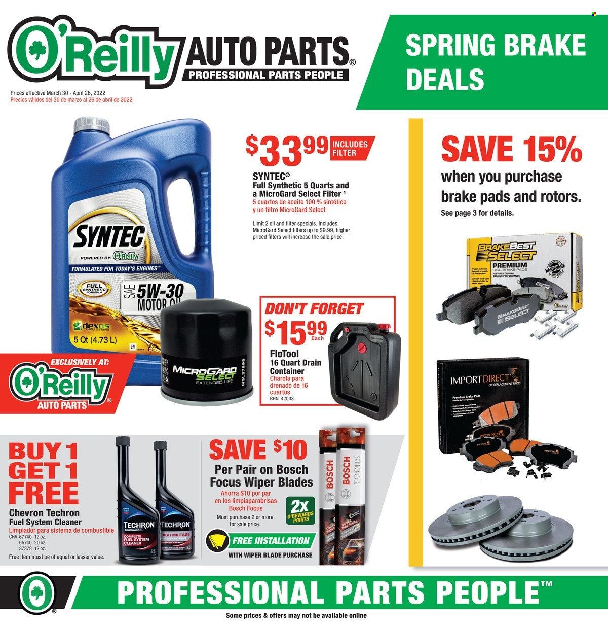 O'Reilly Auto Parts Weekly Ad Flyer March 31 to April 7