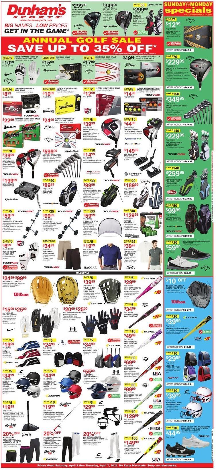 Dunham's Sports Weekly Ad Flyer April 3 to April 10