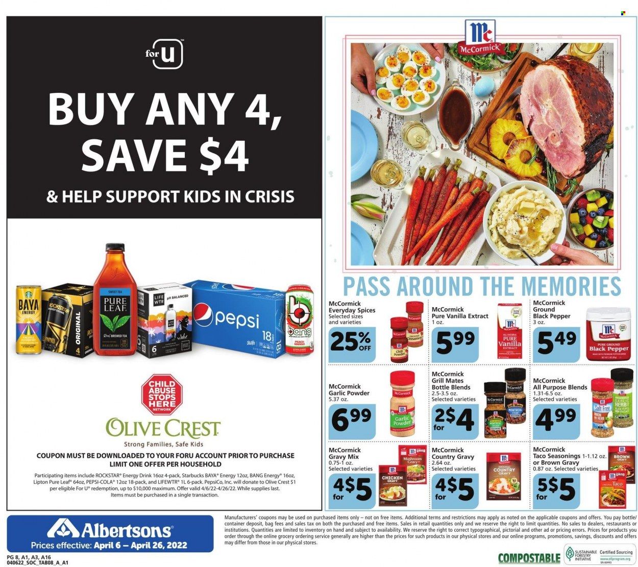 Albertsons (CA, ID, LA, MT, OR, TX, WA) Weekly Ad Flyer April 6 to April 13