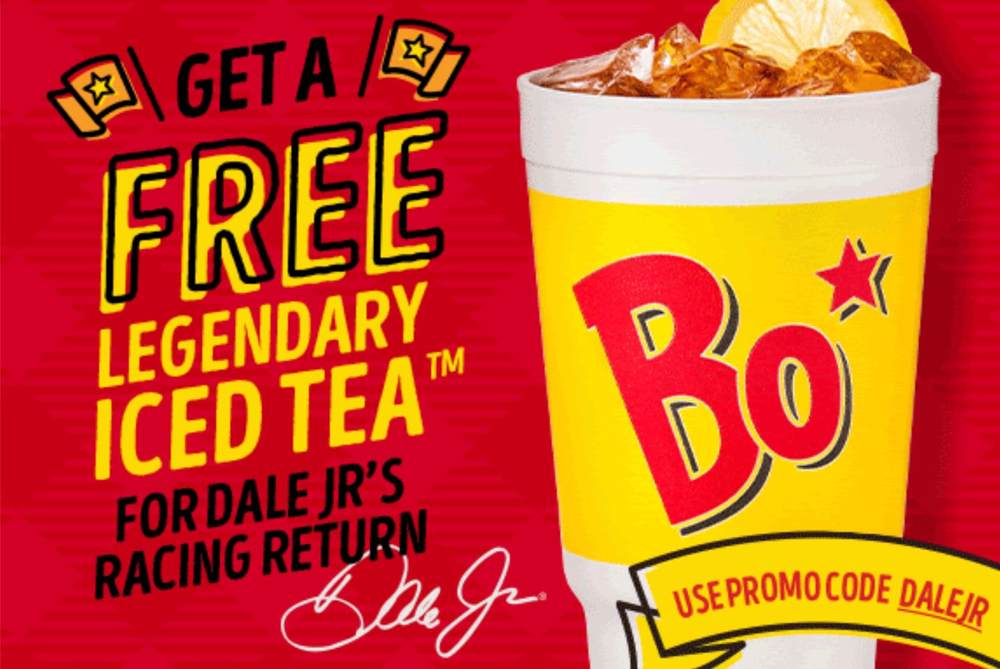 Receive a Free Large Legendary Iced Tea with an In-app Order at Bojangles from April 8 to 10 Receive a Free Large Legendary Iced Tea with an In-app Order at Bojangles from April 8 to 10