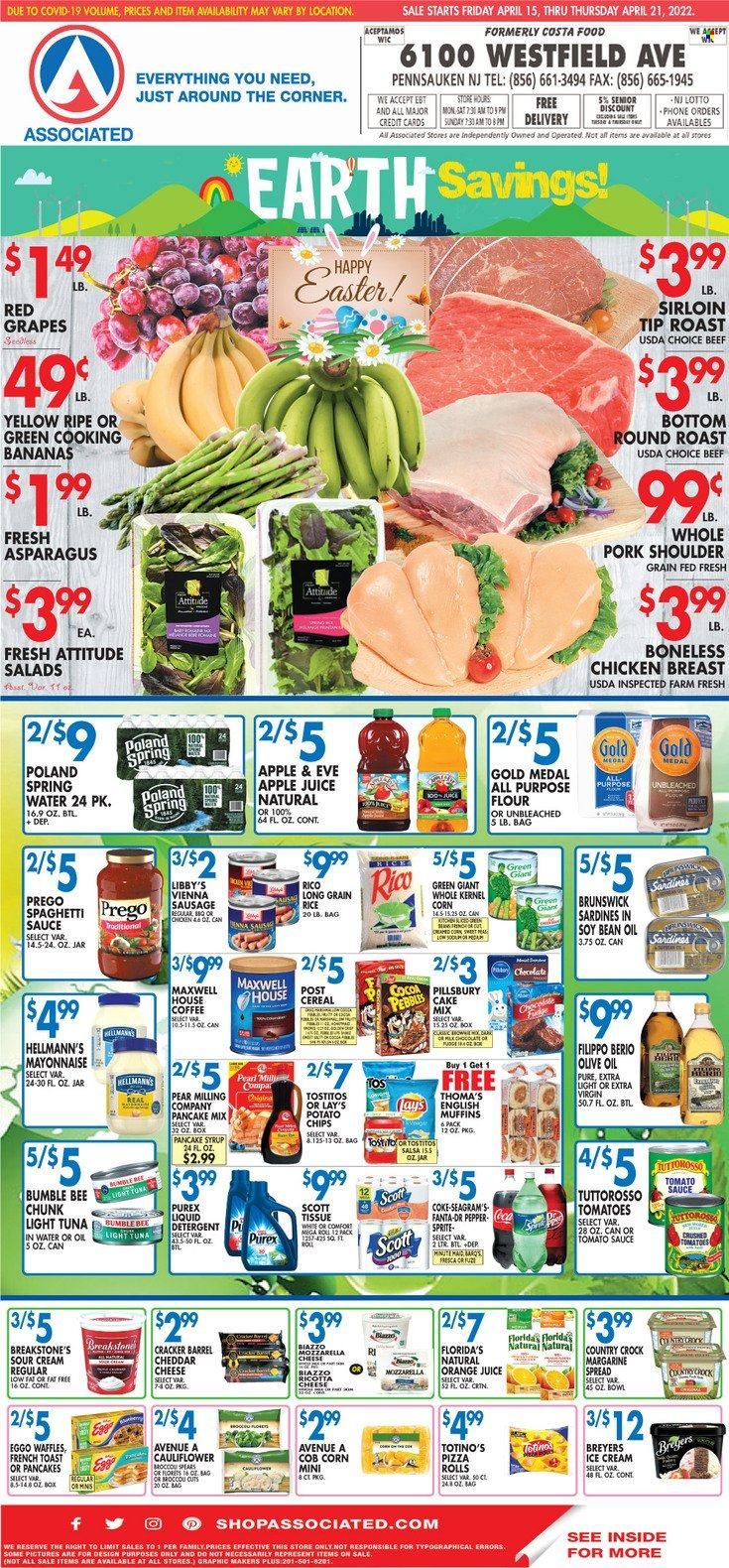Associated Supermarkets (NY) Weekly Ad Flyer April 15 to April 22