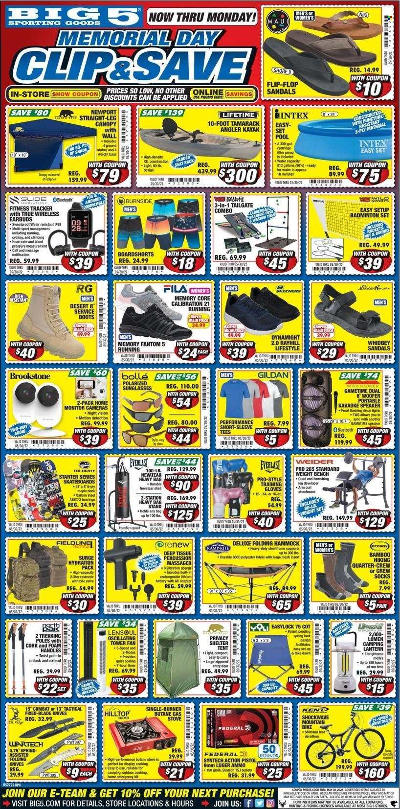 Big 5 (AZ, CA, CO, ID, NM, OR, UT, WA) Weekly Ad Flyer May 29 to June 5