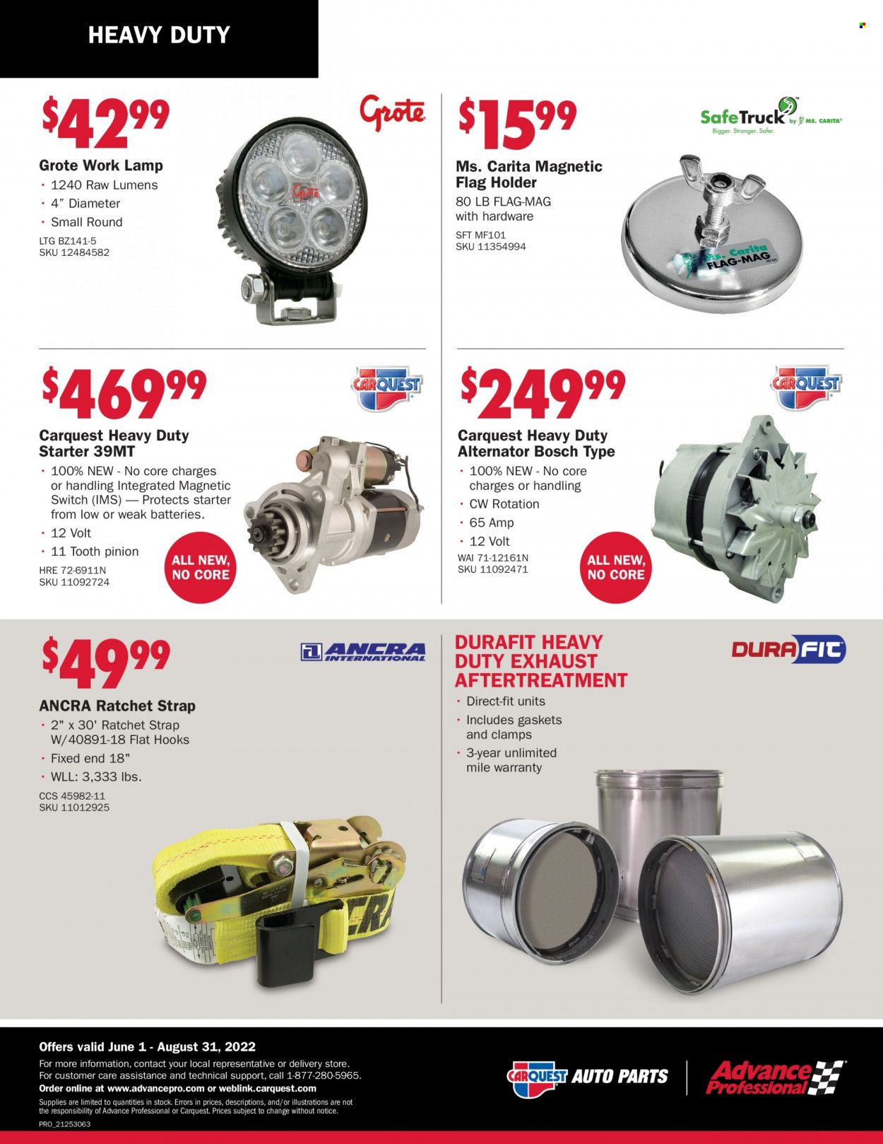 Carquest Weekly Ad Flyer Specials June 1 to August 31, 2022