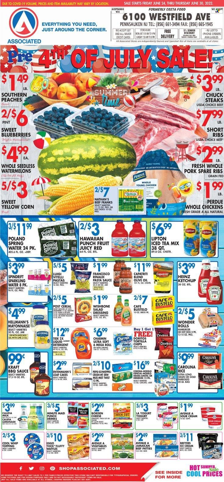 Associated Supermarkets (NY) Weekly Ad Flyer June 24 to July 1