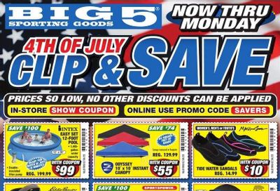 Big 5 (AZ, CA, CO, ID, NM, OR, UT, WA) Weekly Ad Flyer July 5 to July 12
