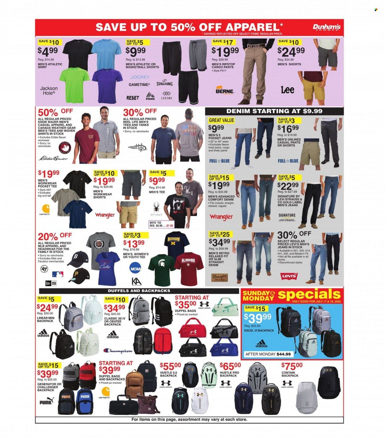Dunham's Sports (MI, PA, WI) Weekly Ad Flyer July 16 to July 23