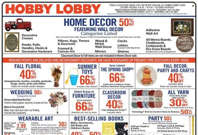 Hobby Lobby Weekly Ad Flyer July 17 to July 24