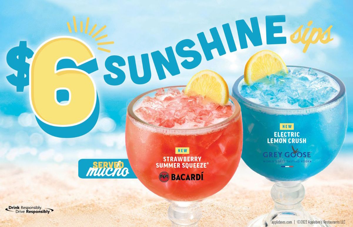Applebee’s $6 Sunshine Sips are Back with the New Electric Lemon Crush and Strawberry Summer Squeeze Applebee’s $6 Sunshine Sips are Back with the New Electric Lemon Crush and Strawberry Summer Squeeze