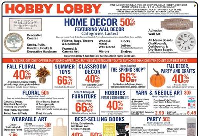 Hobby Lobby Weekly Ad Flyer July 26 to August 2