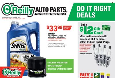 O'Reilly Auto Parts Weekly Ad Flyer Specials July 27 to August 30, 2022