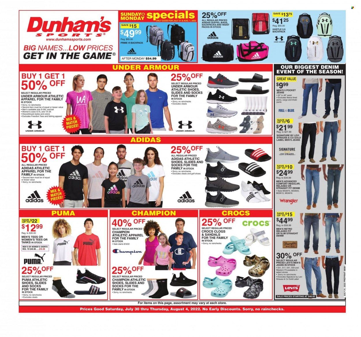 Dunham's Sports (MI, PA, WI) Weekly Ad Flyer July 29 to August 5