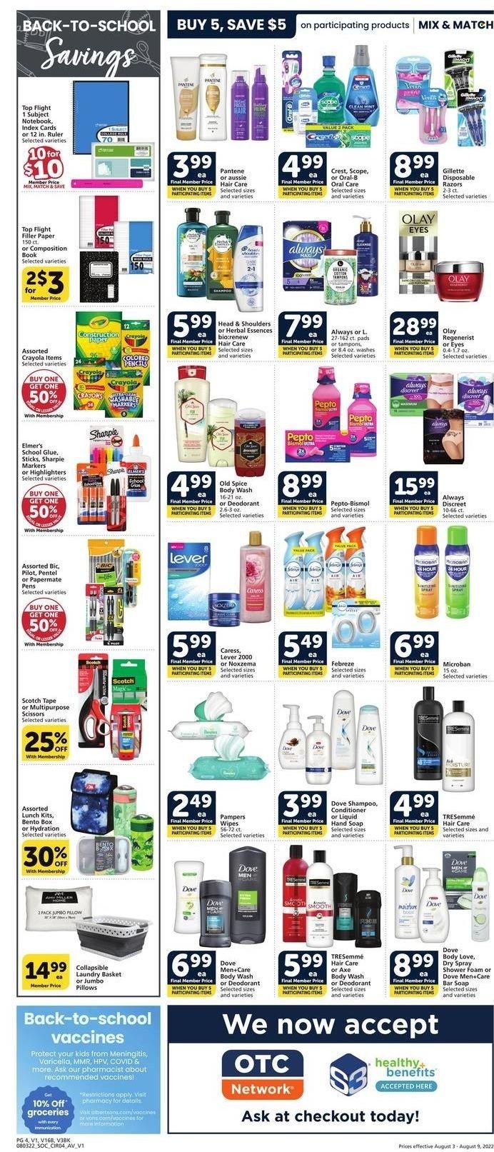 Albertsons (CA, ID, LA, MT, OR, TX, WA) Weekly Ad Flyer Specials August 3 to August 9, 2022