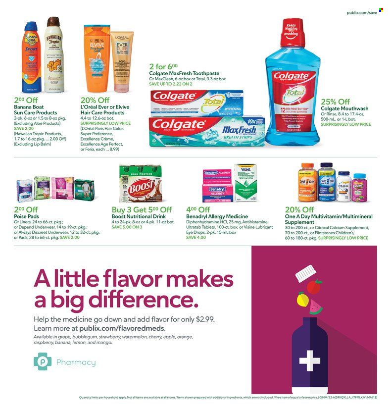 Publix (AL, FL, GA, NC, SC, TN) Weekly Ad Flyer Specials August 4 to August 10, 2022