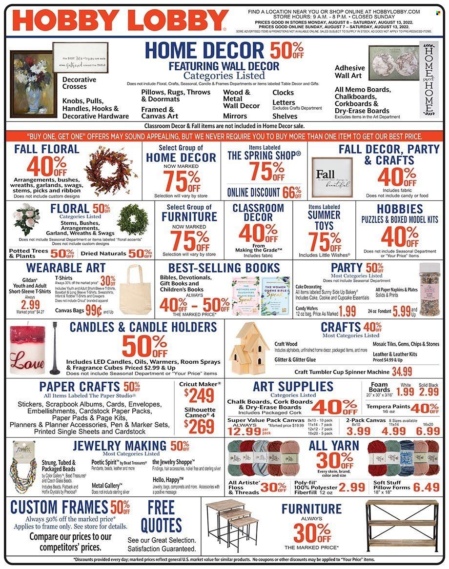 Hobby Lobby Weekly Ad Flyer Specials August 7 to August 13, 2022
